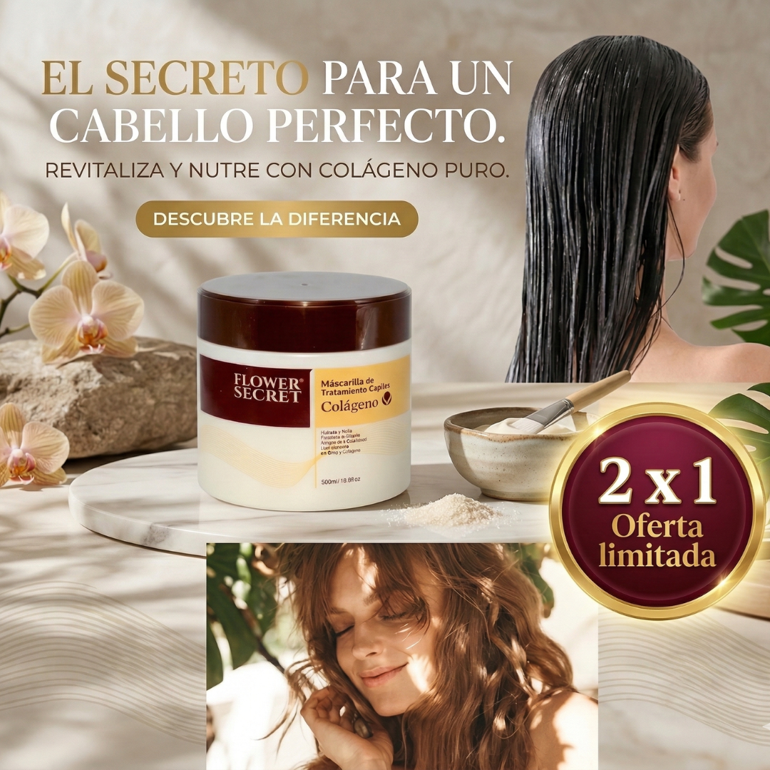 Mega-Hidratación capilar: Con colágeno. Nutrición Profunda Flower Secret/ 2 UNIDADES
