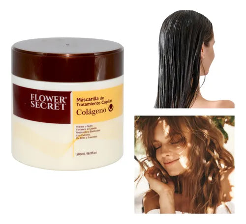 Mega-Hidratación capilar: Con colágeno. Nutrición Profunda Flower Secret/ 2 UNIDADES