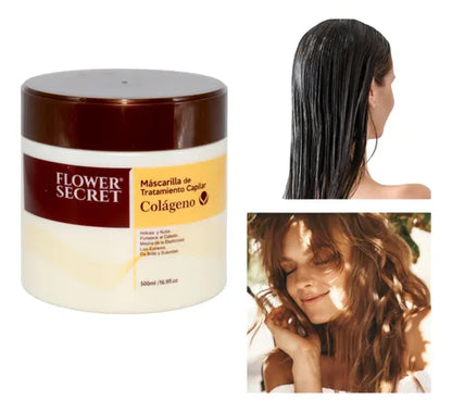 Mega-Hidratación capilar: Con colágeno. Nutrición Profunda Flower Secret/ 2 UNIDADES